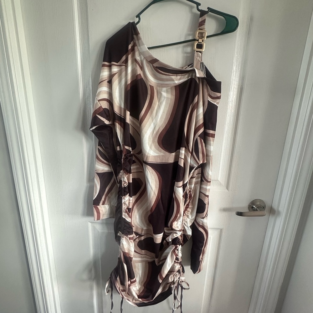 Abstract Patterned Dress with Adjustable Strap